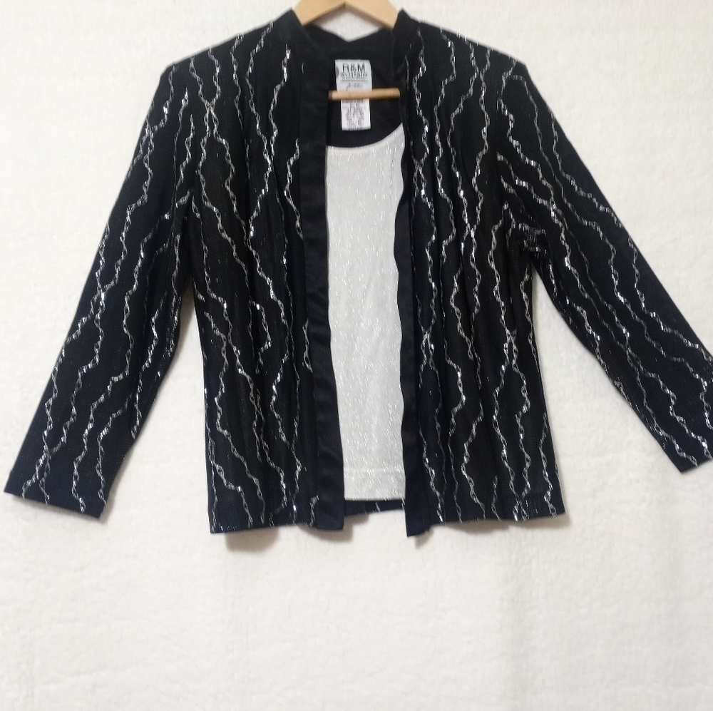 Vintage R & M Richards Black and Silver Jacket Built in Tank Size 12P